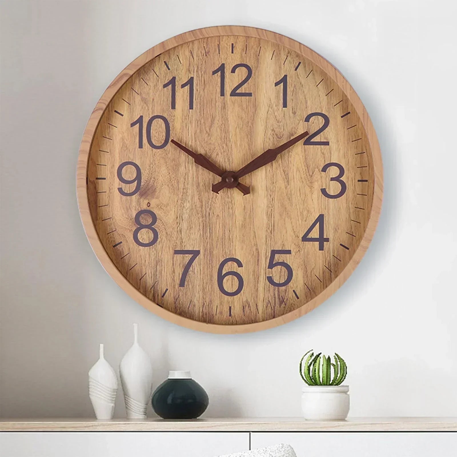 Holzuhr – Veggklokke i naturtre 30 cm – stille design for hjemmet