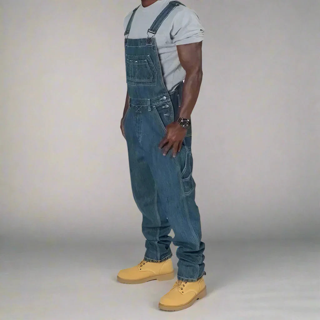 Kelim – Herrebukser denim med seler & smale ben – fritid & streetwear