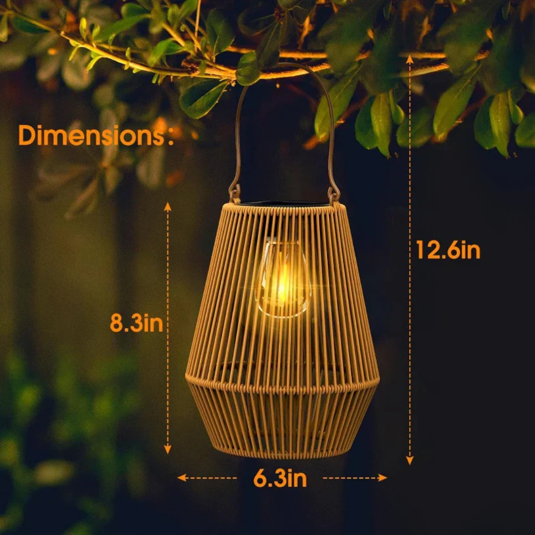 SunWeave – Solcellelykt i Rotting med LED og Vanntett Design for Utendørsbruk