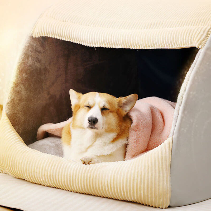 CozyCave – Teltformet hundeseng i myk flanell