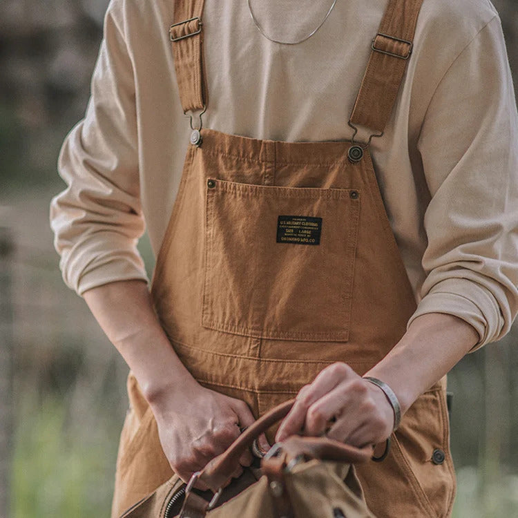 Ruggon – Unisex canvas-salongbukse i bomull med justerbare seler for arbeid og hverdagsbruk