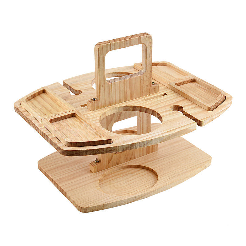 WineNest – Sammenleggbart Vinbord i tre med Glassholdere for Piknik og Hage