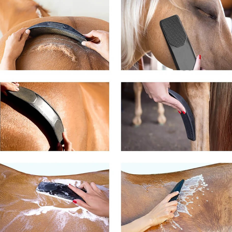 EquiGlow – 6-i-1 multifunksjonell hestepleieborste