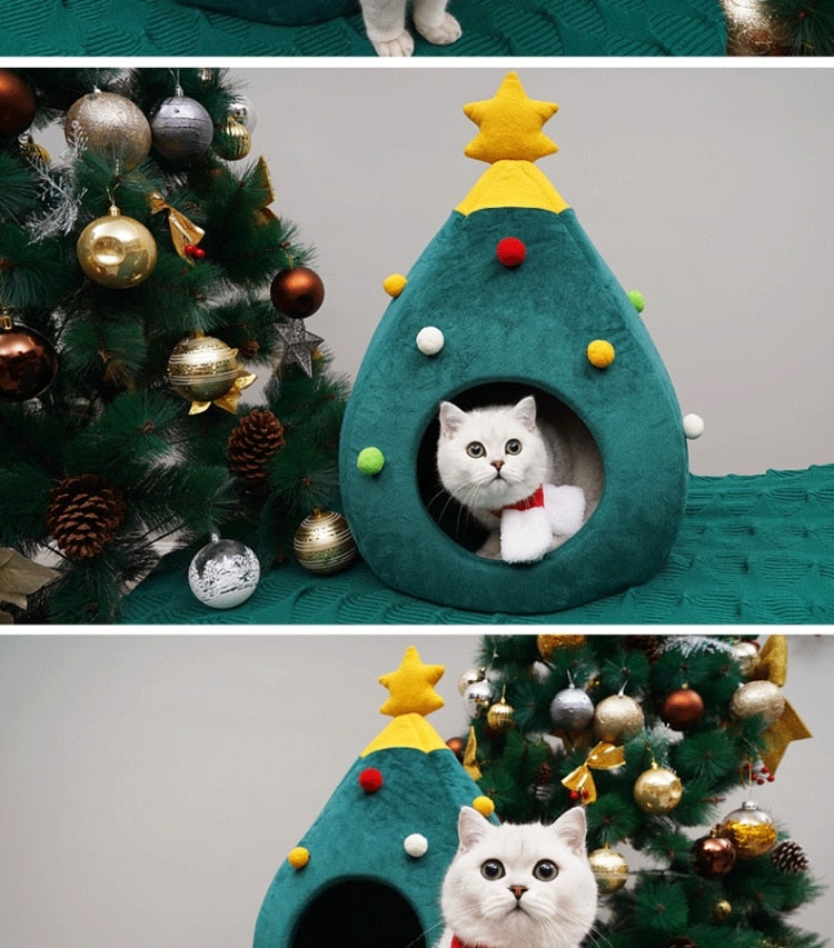 FestivePurr Julgran-kattkorg – Koselig julekurv til katten din