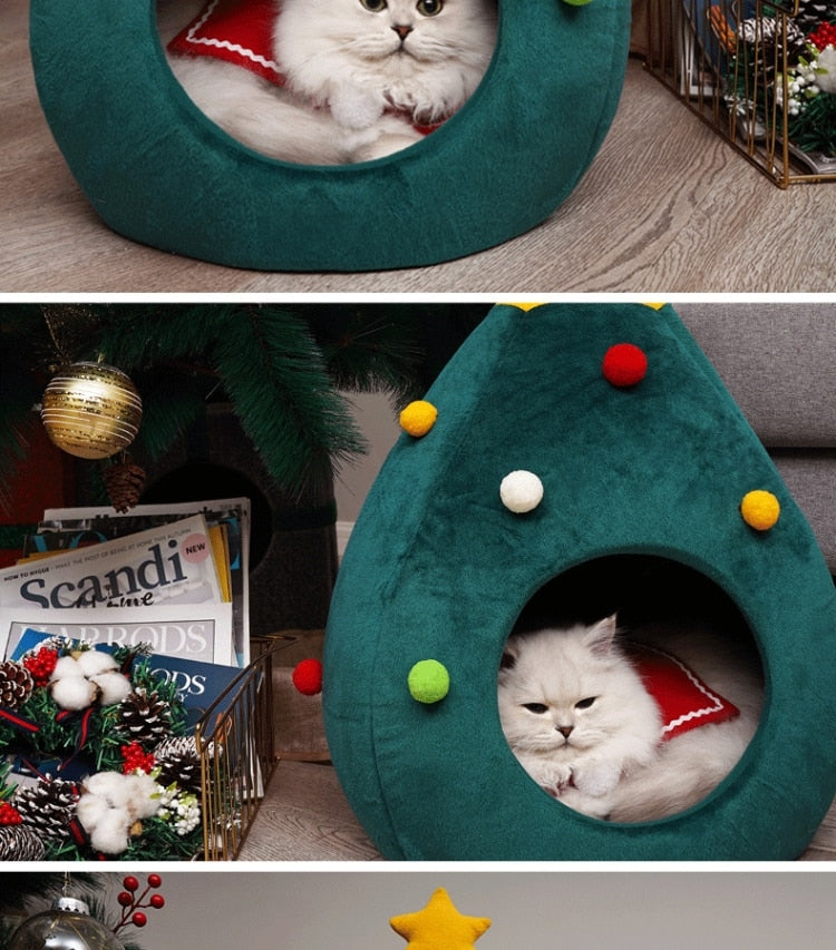 FestivePurr Julgran-kattkorg – Koselig julekurv til katten din