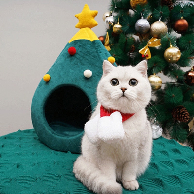 FestivePurr Julgran-kattkorg – Koselig julekurv til katten din